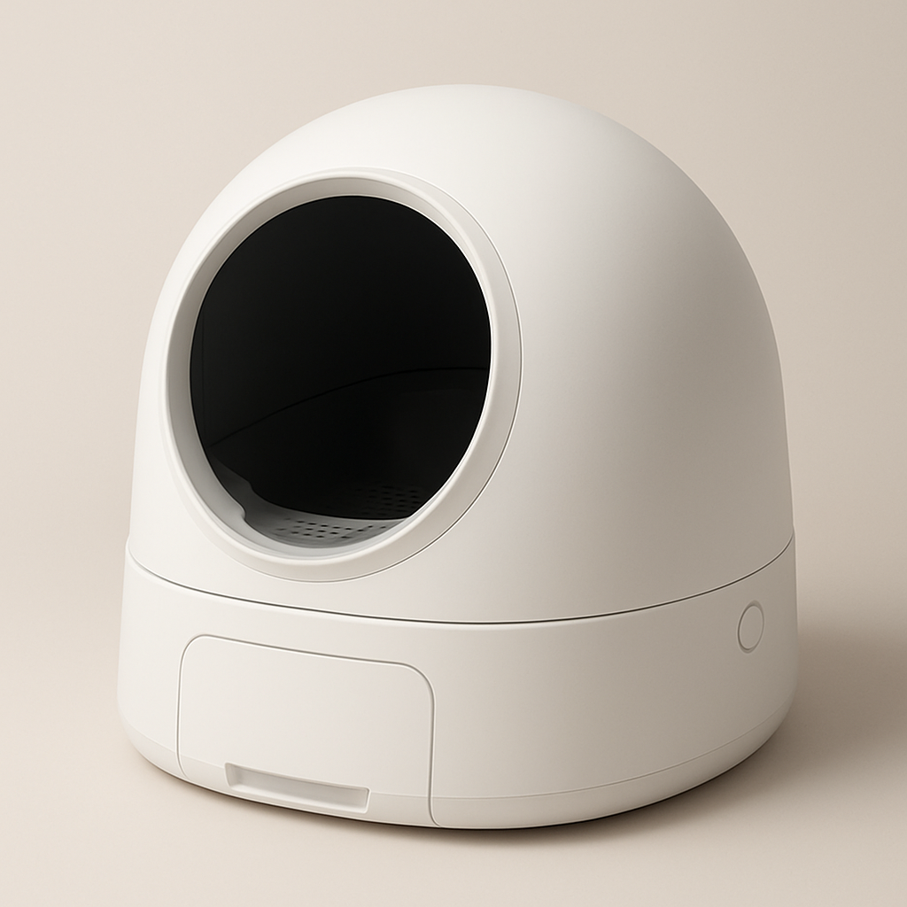 White smart self-cleaning cat litter box